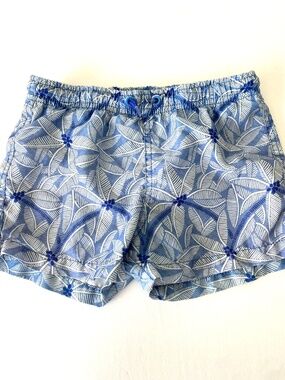 Zara Baby Boys Swim Trunks Board Shorts Drawstring Blue Palm Size 4